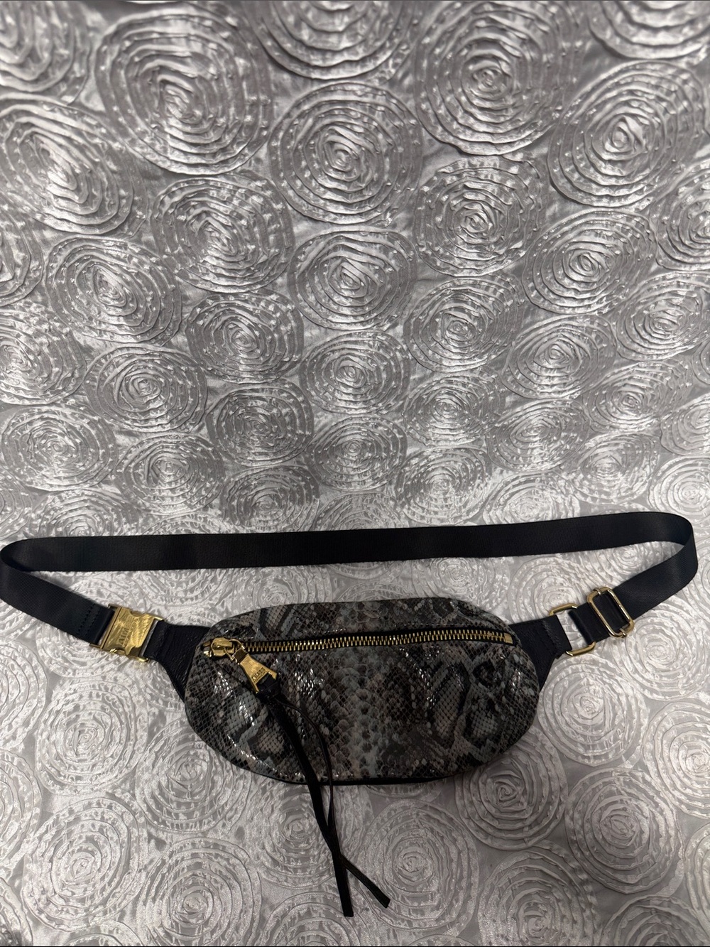 Aimee Kestenberg Black and Gray Snakeskin Belt Bag